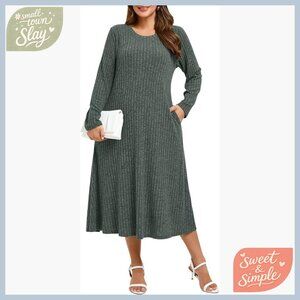 Plus Size Sweater Dress Long Sleeve Maxi Midi Casual Winter